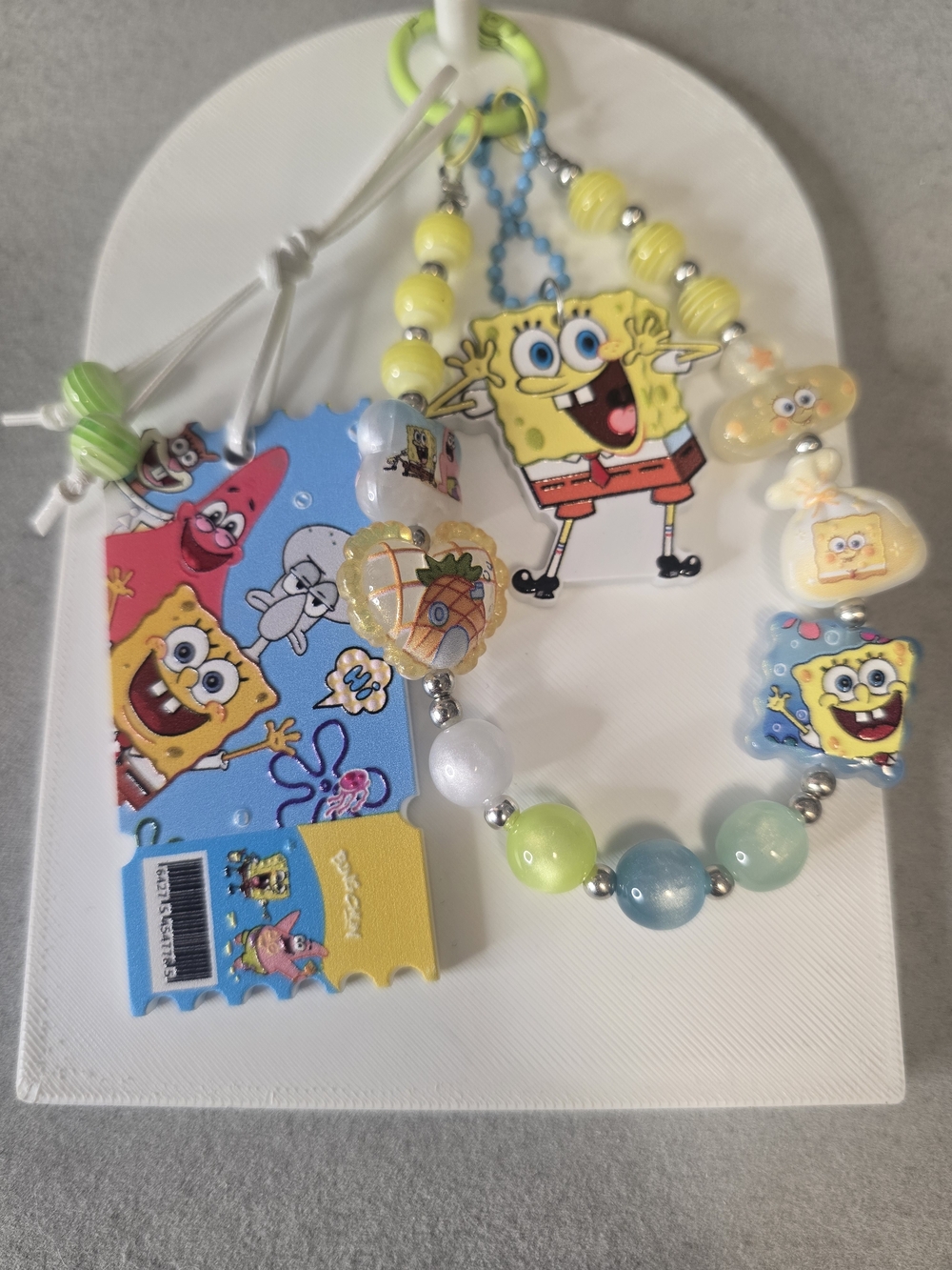 SpongeBob Kids Beaded Bracelet and Keychain Set - Yellow & Blue